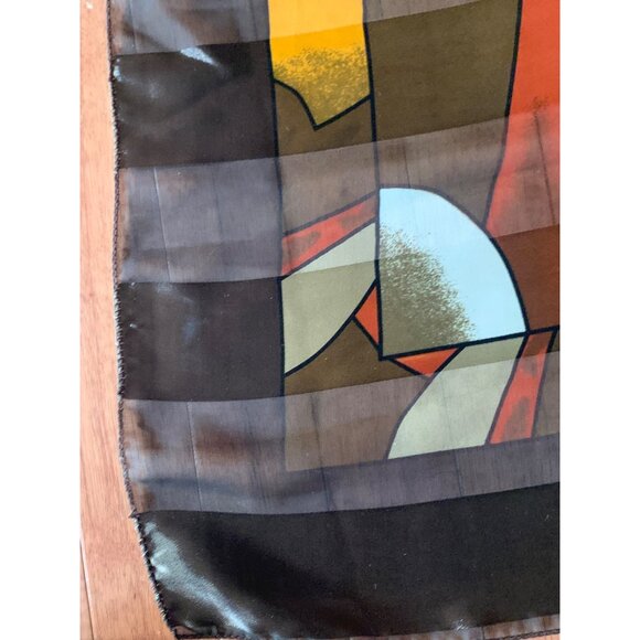 Large Abstract Picasso-Inspired Silk Scarf With Bold Colors & Geometric Patterns - Picture 4 of 8
